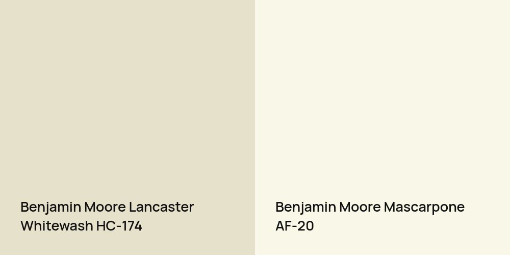 Benjamin Moore Lancaster Whitewash vs. Benjamin Moore Mascarpone