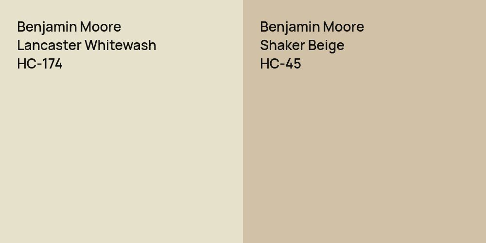 Benjamin Moore Lancaster Whitewash vs. Benjamin Moore Shaker Beige