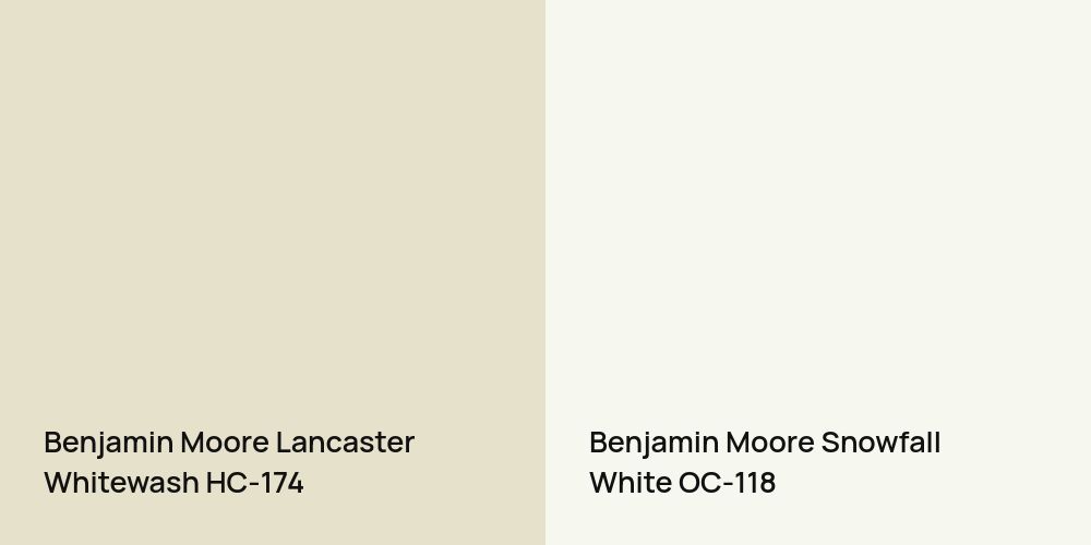 Benjamin Moore Lancaster Whitewash vs. Benjamin Moore Snowfall White