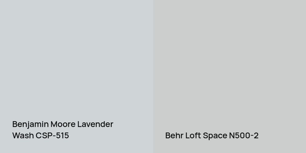 Benjamin Moore Lavender Wash vs. Behr Loft Space