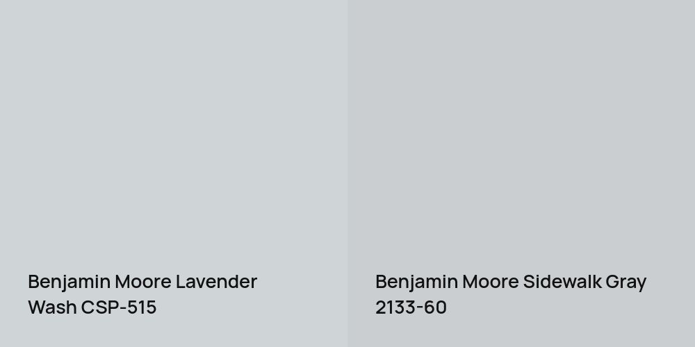 Benjamin Moore Lavender Wash vs. Benjamin Moore Sidewalk Gray