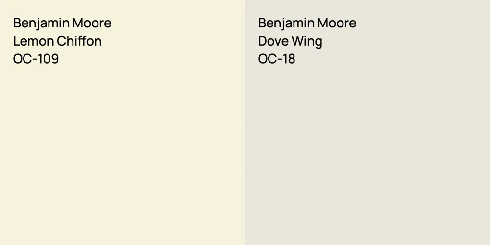 Benjamin Moore Lemon Chiffon vs. Benjamin Moore Dove Wing