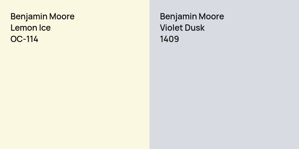 Benjamin Moore Lemon Ice vs. Benjamin Moore Violet Dusk