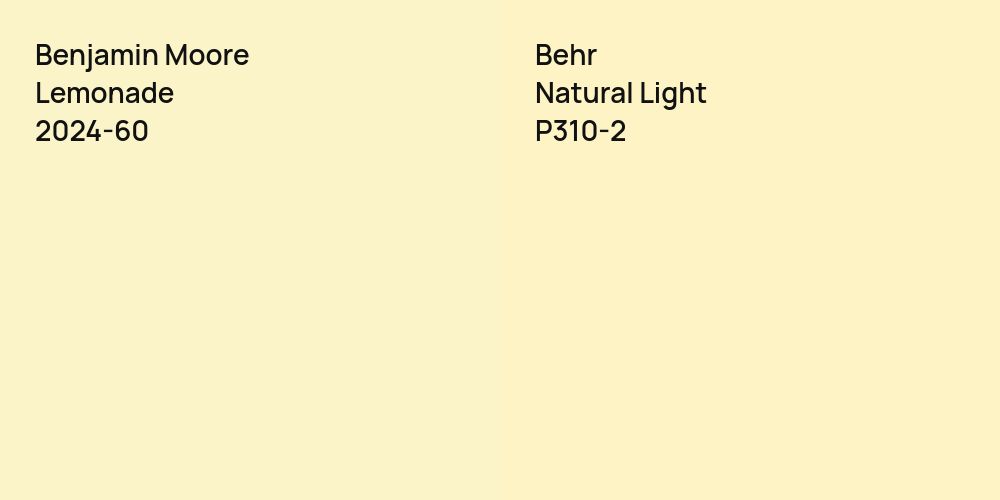 Benjamin Moore Lemonade vs. Behr Natural Light