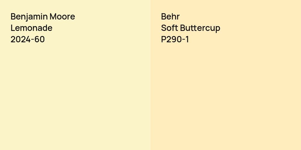 Benjamin Moore Lemonade vs. Behr Soft Buttercup