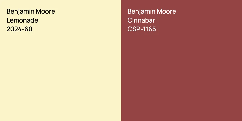 Benjamin Moore Lemonade vs. Benjamin Moore Cinnabar