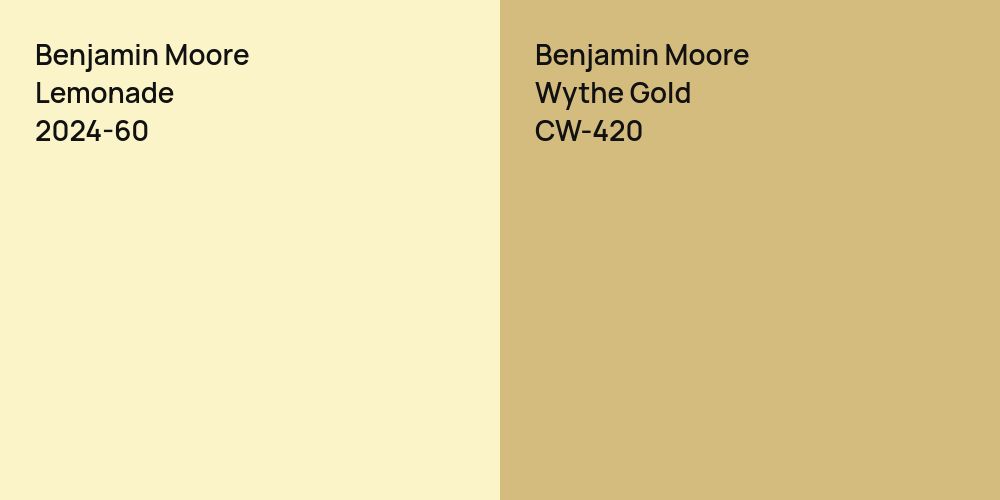 Benjamin Moore Lemonade vs. Benjamin Moore Wythe Gold