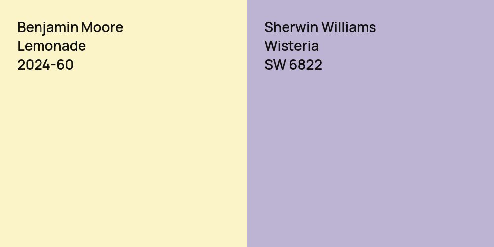 Benjamin Moore Lemonade vs. Sherwin Williams Wisteria