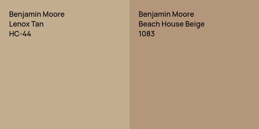 Benjamin Moore Lenox Tan vs. Benjamin Moore Beach House Beige