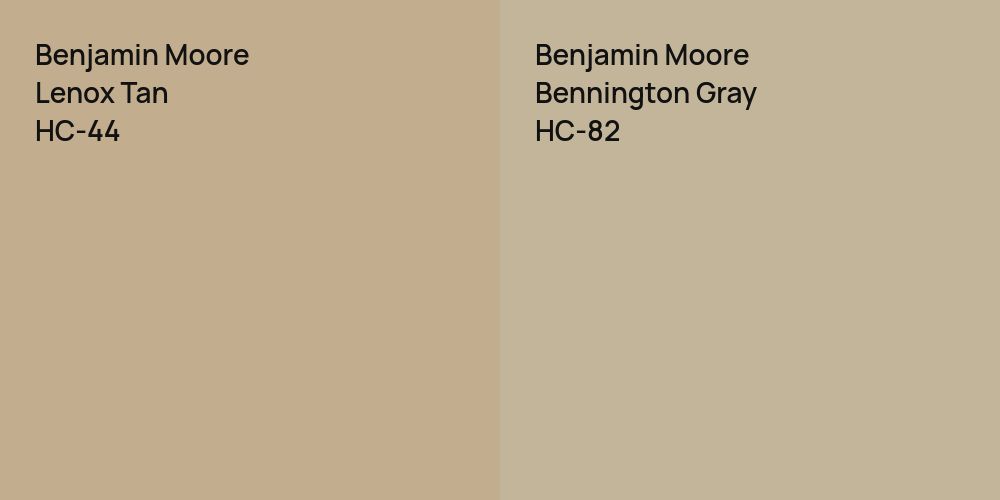 Benjamin Moore Lenox Tan vs. Benjamin Moore Bennington Gray