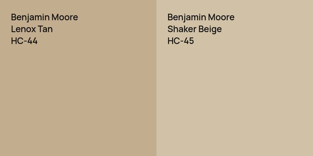 Benjamin Moore Lenox Tan vs. Benjamin Moore Shaker Beige