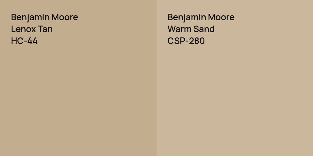 Benjamin Moore Lenox Tan vs. Benjamin Moore Warm Sand