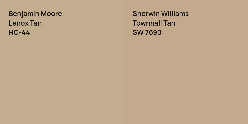 Benjamin Moore Lenox Tan vs. Sherwin Williams Townhall Tan