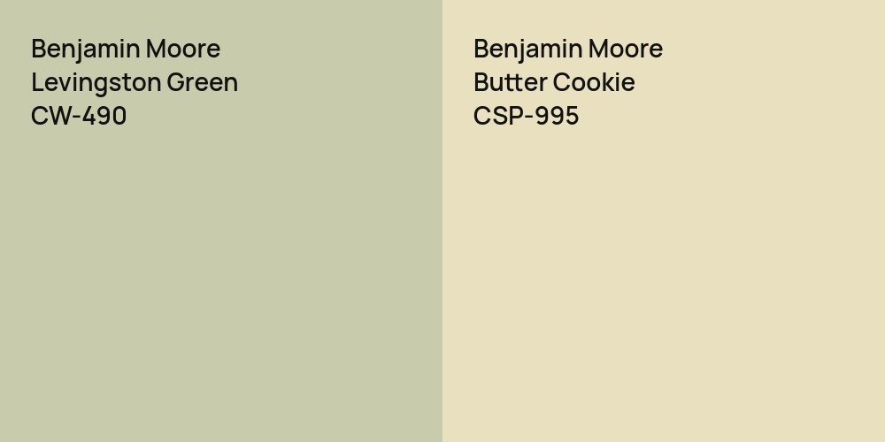 Benjamin Moore Levingston Green vs. Benjamin Moore Butter Cookie