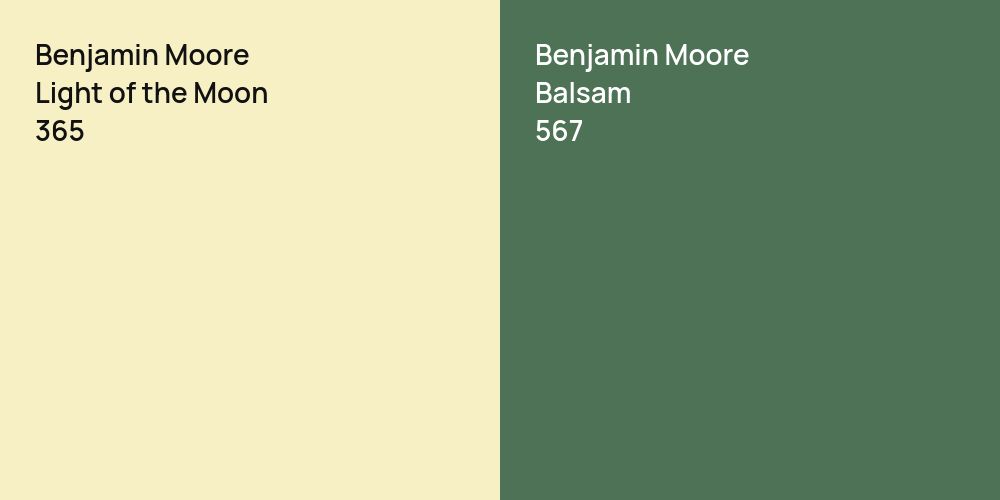 Benjamin Moore Light of the Moon vs. Benjamin Moore Balsam comparison