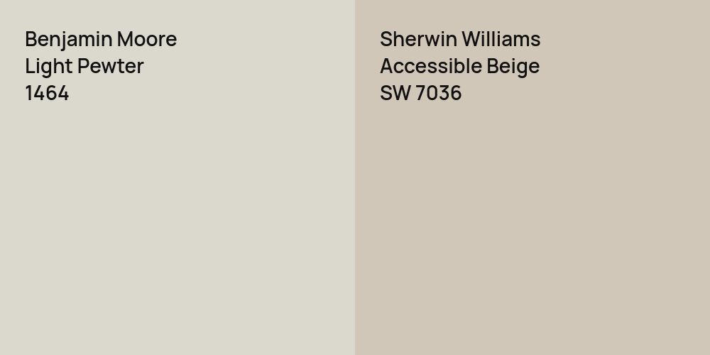 Benjamin Moore Light Pewter vs. Sherwin Williams Accessible Beige