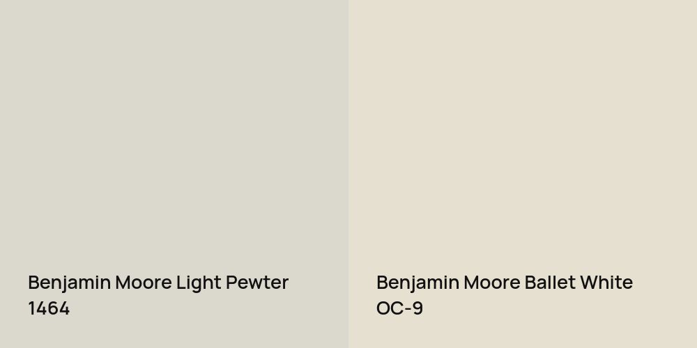 Benjamin Moore Light Pewter vs. Benjamin Moore Ballet White