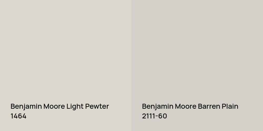 Benjamin Moore Light Pewter vs. Benjamin Moore Barren Plain