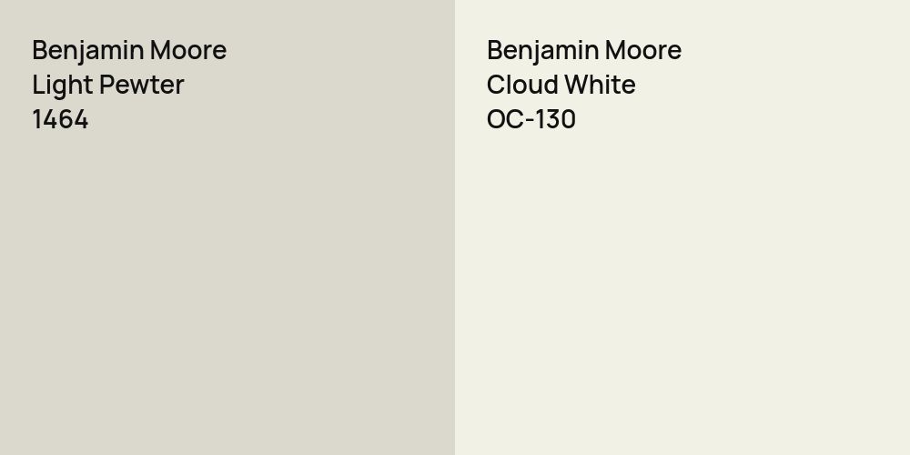 Benjamin Moore Light Pewter vs. Benjamin Moore Cloud White