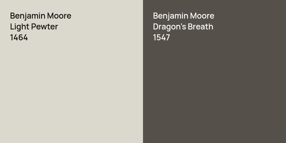 Benjamin Moore Light Pewter vs. Benjamin Moore Dragon's Breath