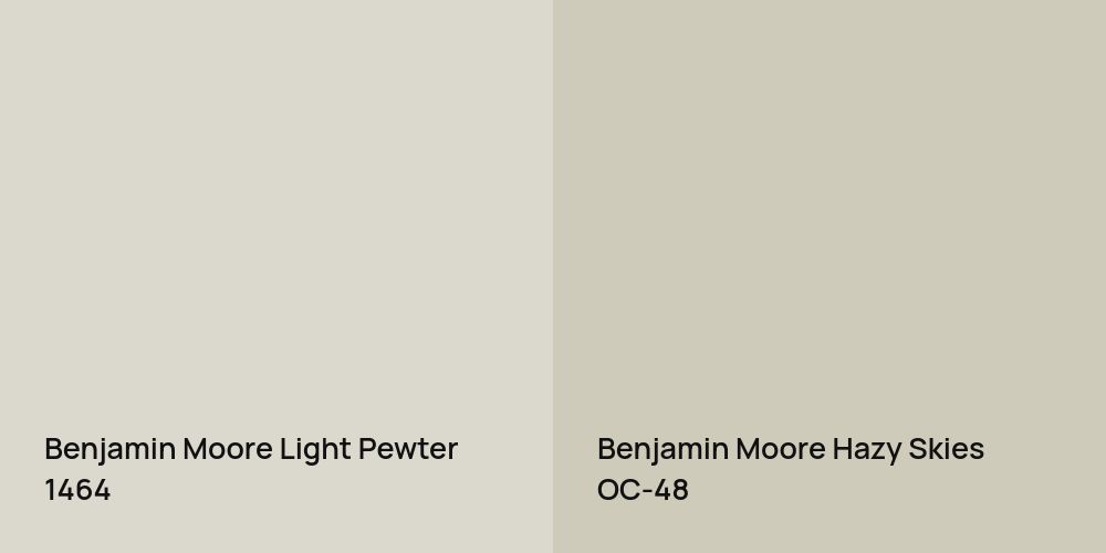 Benjamin Moore Light Pewter vs. Benjamin Moore Hazy Skies