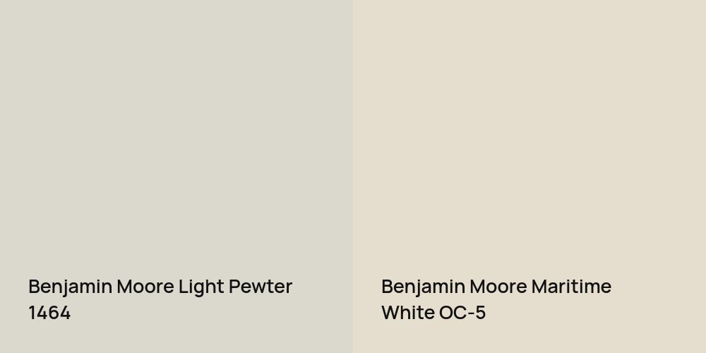 Benjamin Moore Light Pewter vs. Benjamin Moore Maritime White