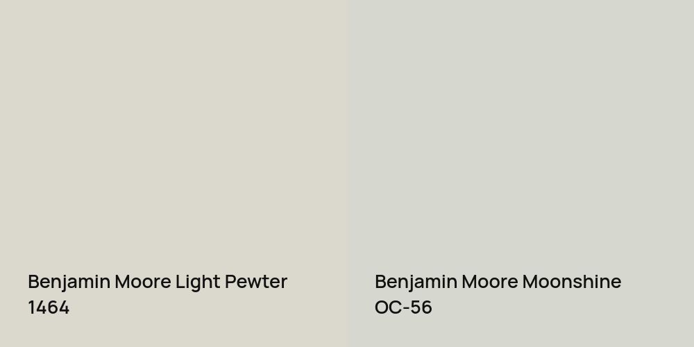 Benjamin Moore Light Pewter vs. Benjamin Moore Moonshine