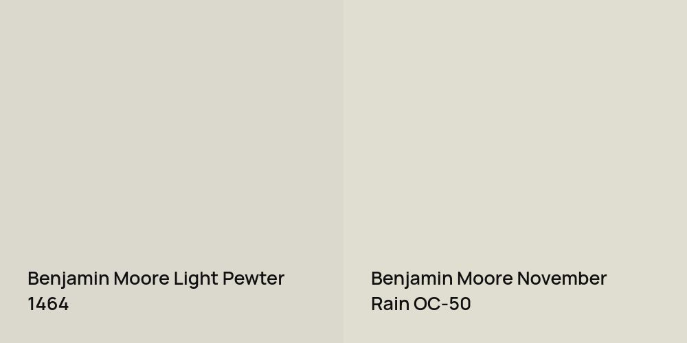 Benjamin Moore Light Pewter vs. Benjamin Moore November Rain