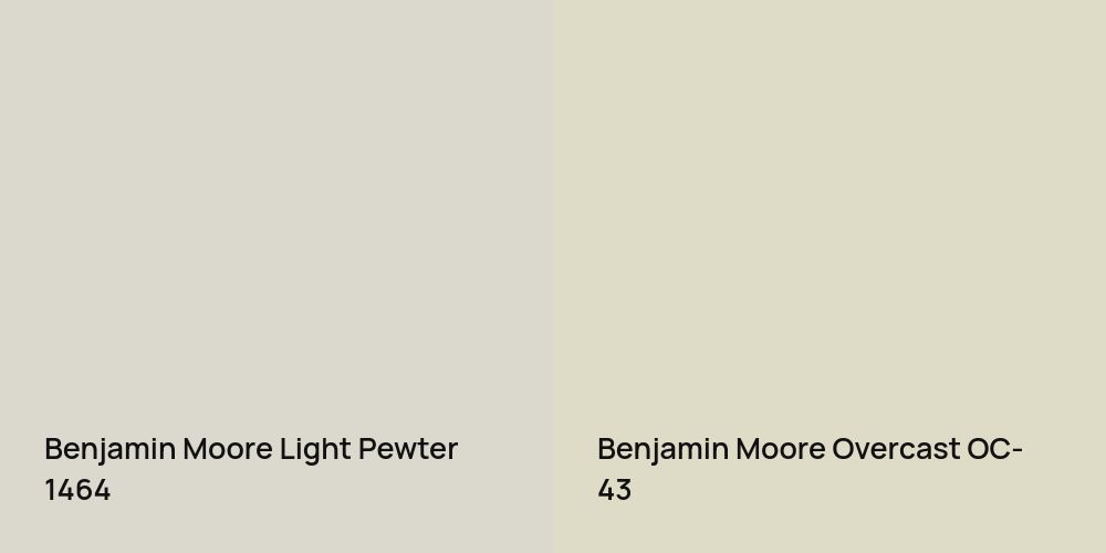 Benjamin Moore Light Pewter vs. Benjamin Moore Overcast