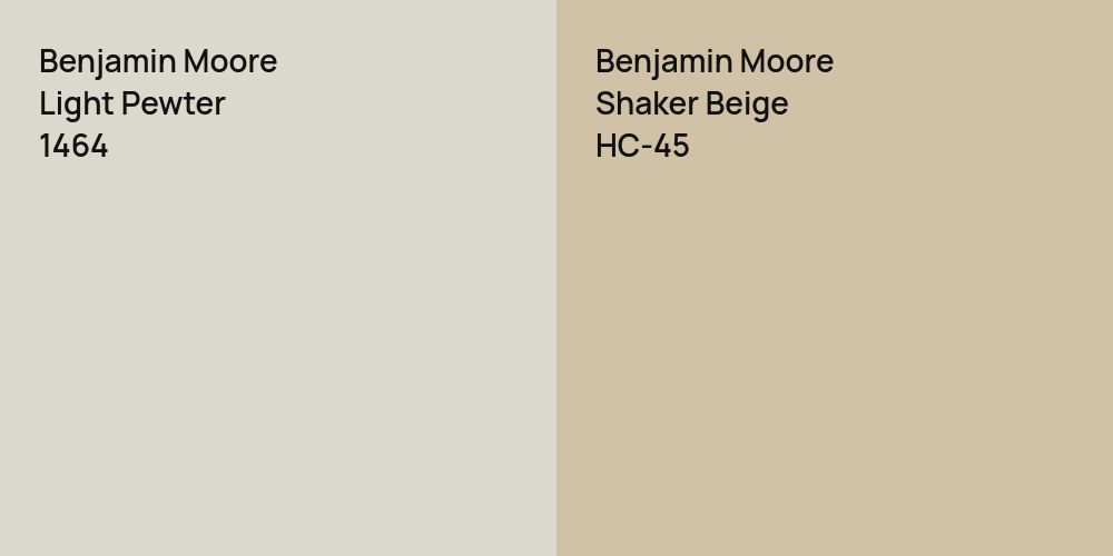 Benjamin Moore Light Pewter vs. Benjamin Moore Shaker Beige