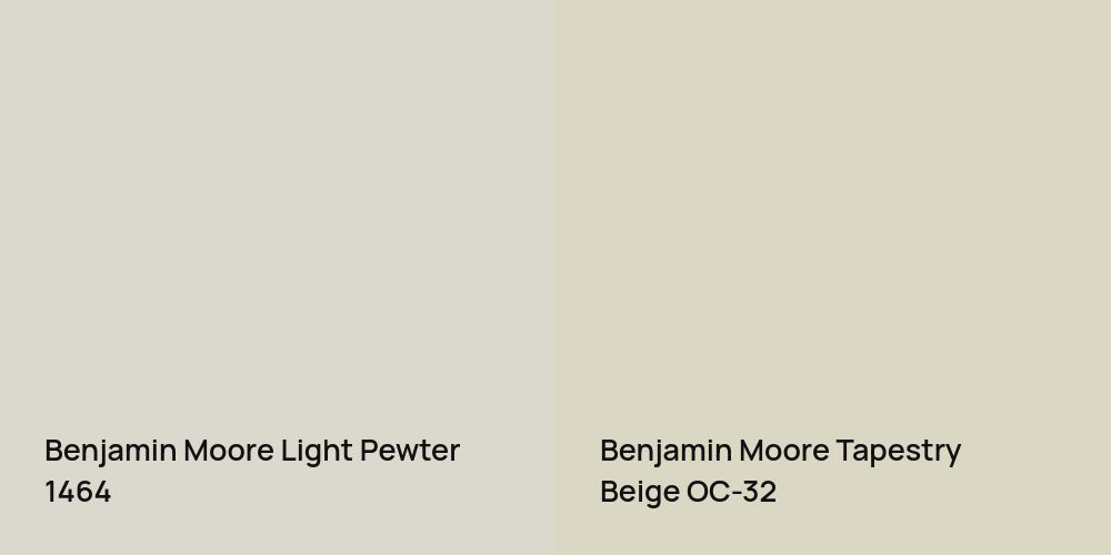 Benjamin Moore Light Pewter vs. Benjamin Moore Tapestry Beige