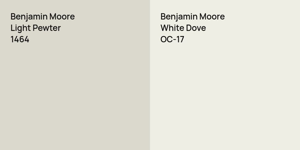 Benjamin Moore Light Pewter vs. Benjamin Moore White Dove