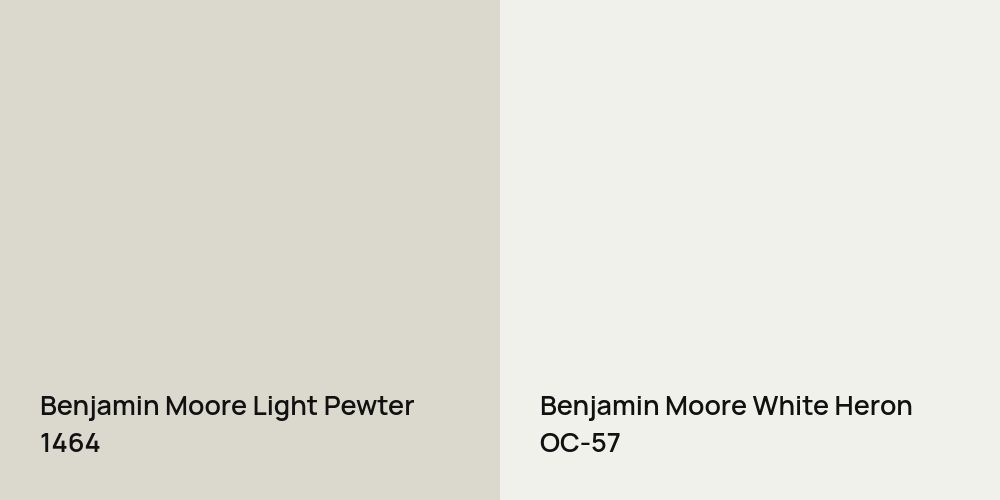 Benjamin Moore Light Pewter vs. Benjamin Moore White Heron