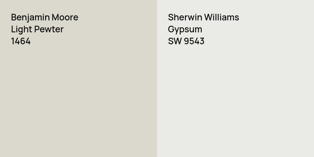 Benjamin Moore Light Pewter vs. Sherwin Williams Gypsum