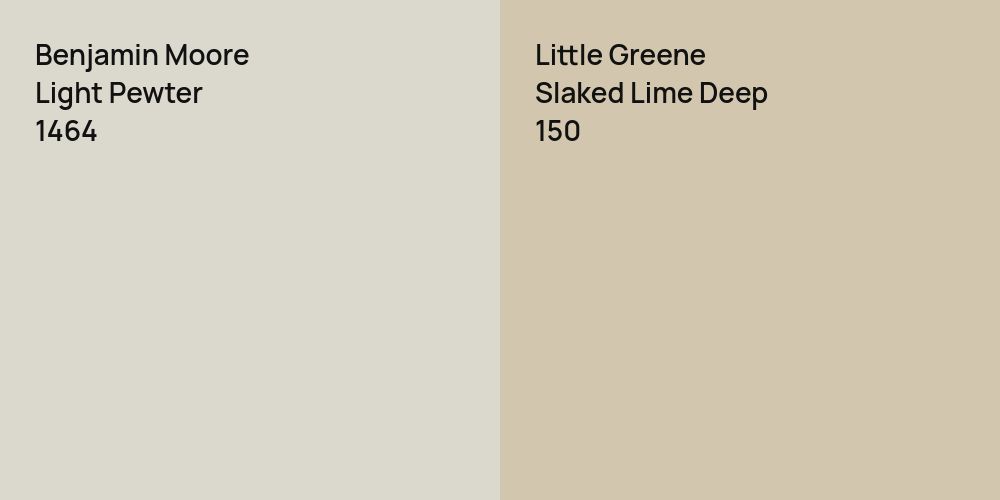 Benjamin Moore Light Pewter vs. Little Greene Slaked Lime Deep