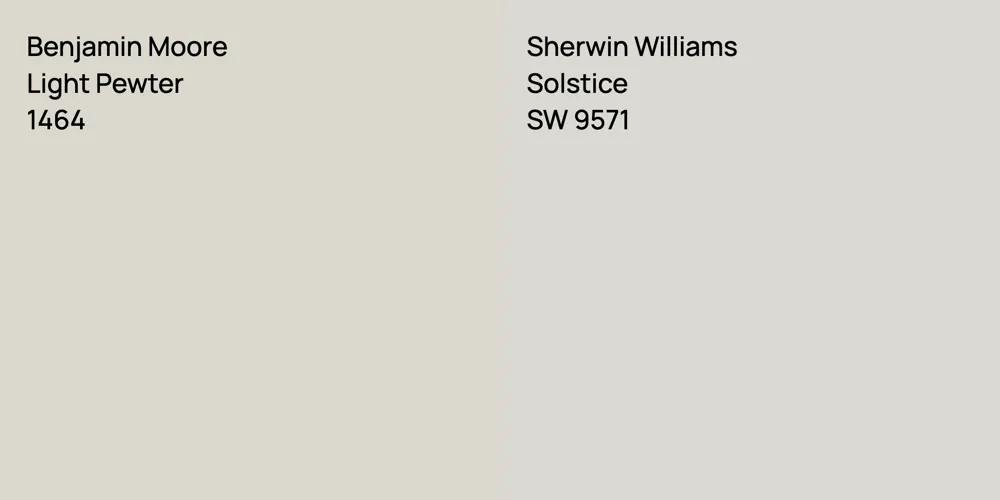 Benjamin Moore Light Pewter vs. Sherwin Williams Solstice