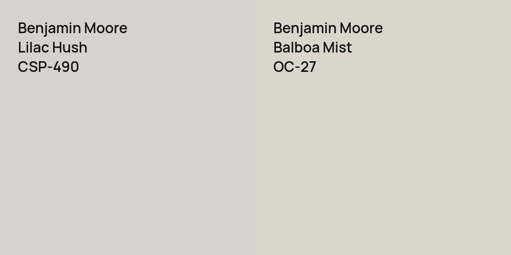 Benjamin Moore Lilac Hush vs. Benjamin Moore Balboa Mist