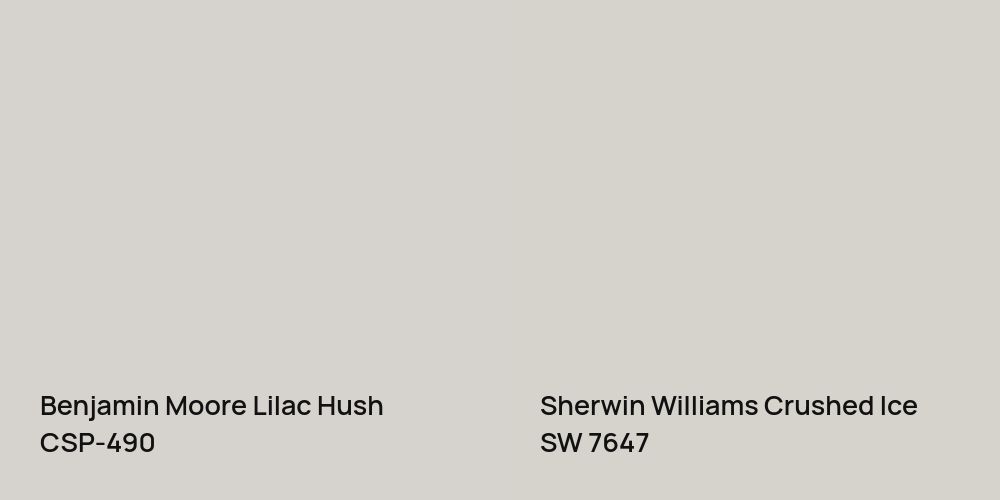 Benjamin Moore Lilac Hush vs. Sherwin Williams Crushed Ice