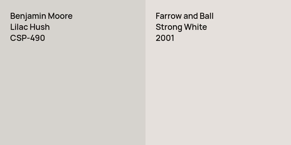 Benjamin Moore Lilac Hush vs. Farrow and Ball Strong White