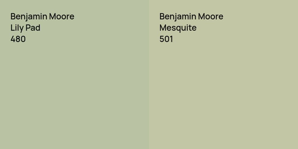 Benjamin Moore Lily Pad vs. Benjamin Moore Mesquite