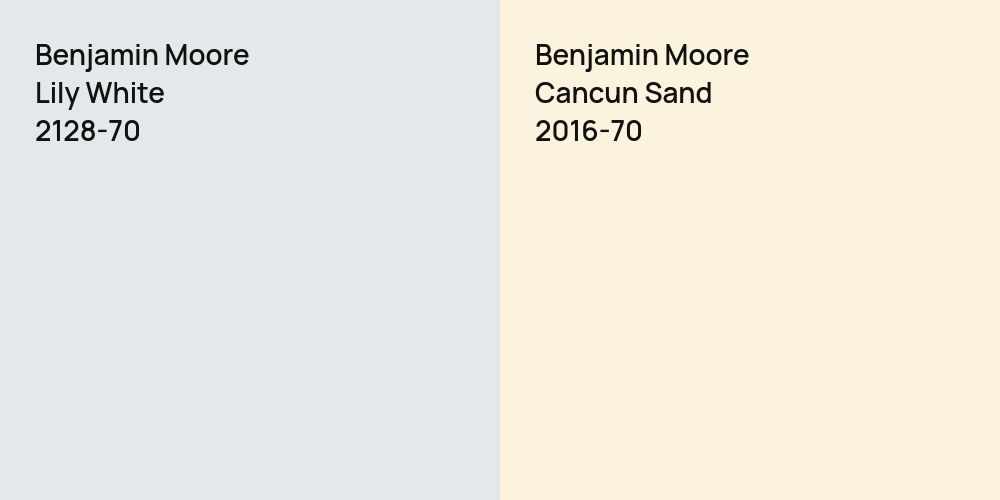 Benjamin Moore Lily White vs. Benjamin Moore Cancun Sand