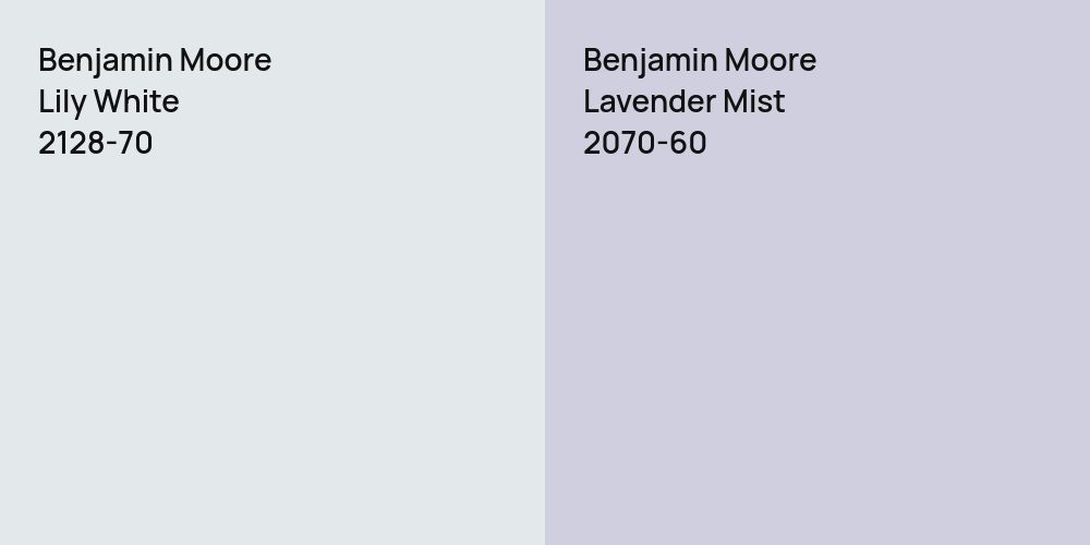 Benjamin Moore Lily White vs. Benjamin Moore Lavender Mist