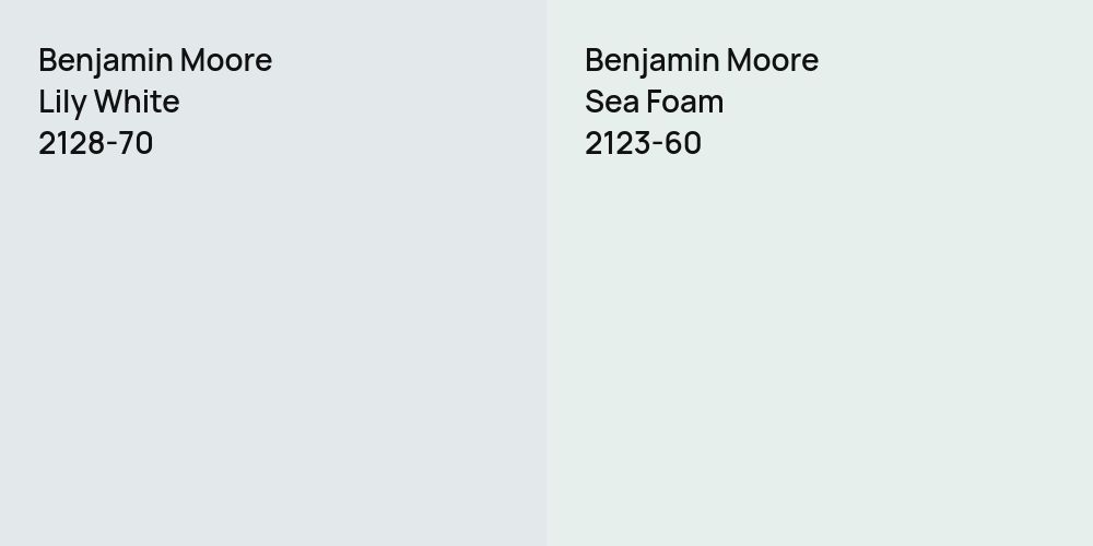 Benjamin Moore Lily White vs. Benjamin Moore Sea Foam