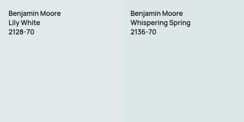 Benjamin Moore Lily White vs. Benjamin Moore Whispering Spring