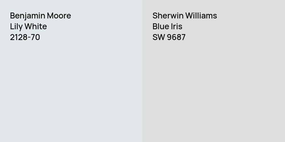 Benjamin Moore Lily White vs. Sherwin Williams Blue Iris