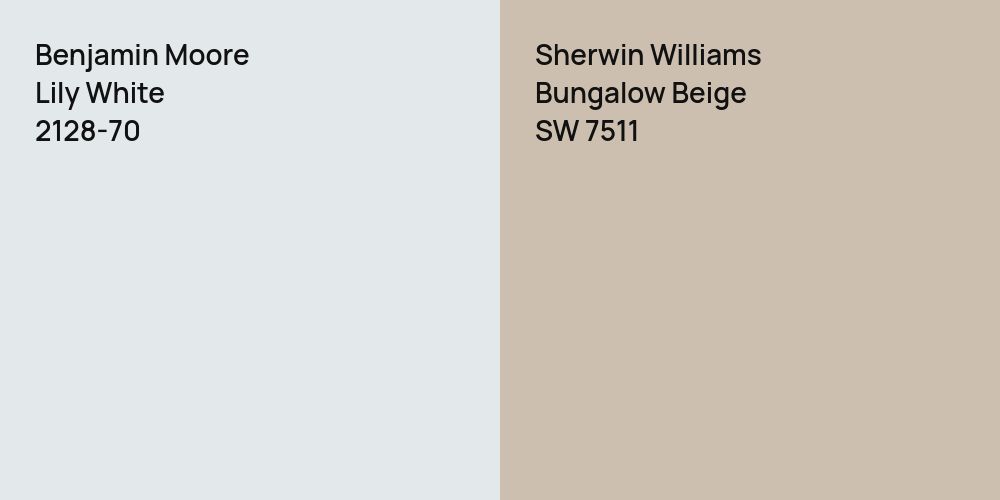 Benjamin Moore Lily White vs. Sherwin Williams Bungalow Beige