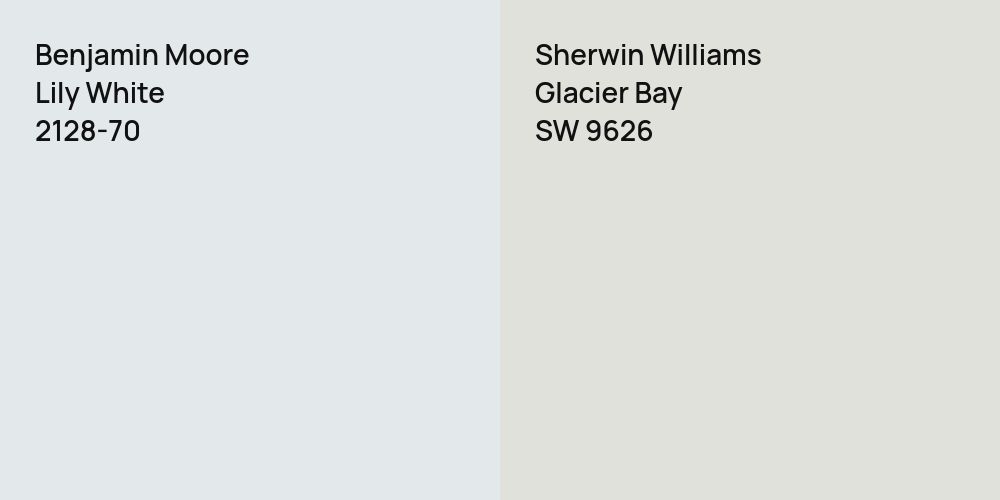 Benjamin Moore Lily White vs. Sherwin Williams Glacier Bay