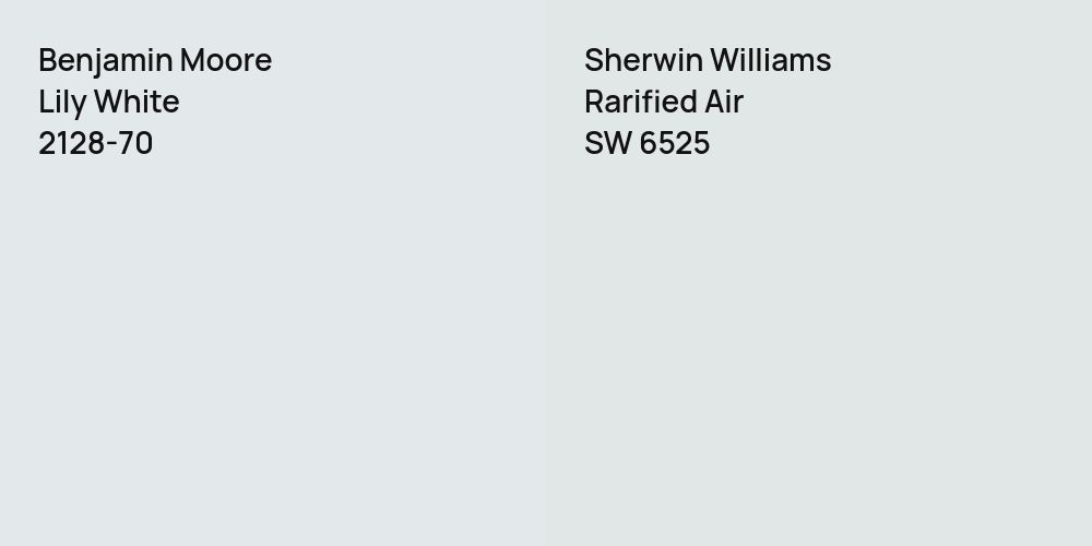 Benjamin Moore Lily White vs. Sherwin Williams Rarified Air