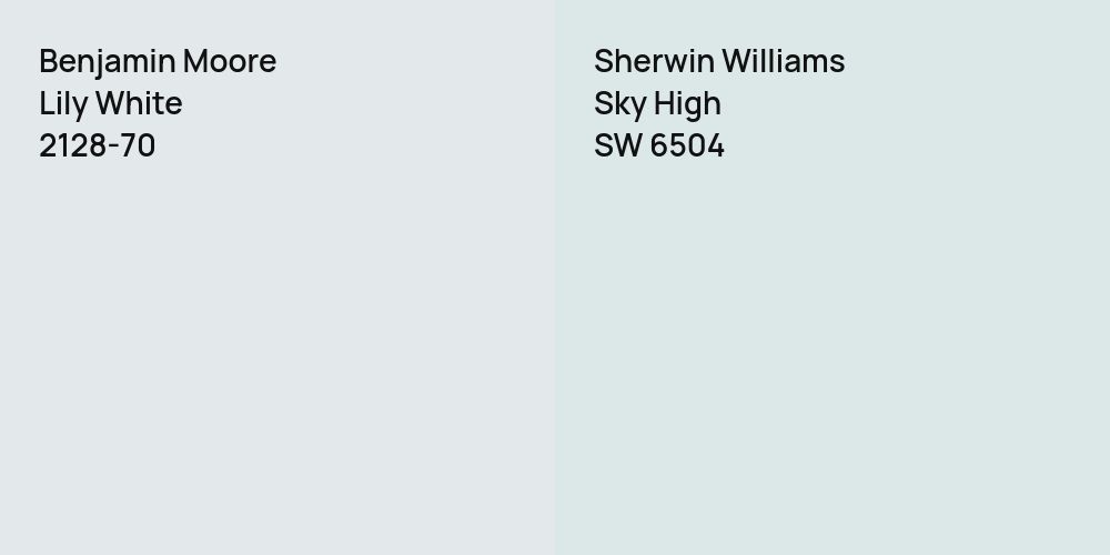 Benjamin Moore Lily White vs. Sherwin Williams Sky High