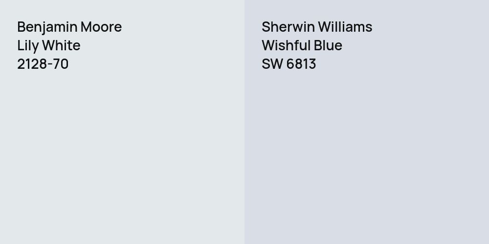 Benjamin Moore Lily White vs. Sherwin Williams Wishful Blue